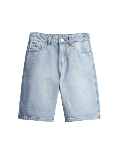 017 men's relaxed denim shorts in Light Blue, front product view