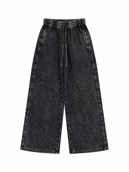 A3507 vintage straight-leg sweatpants in Washed Black, front product view