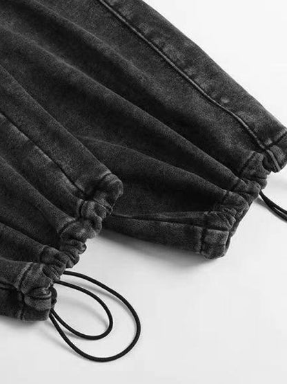 A3507 vintage straight-leg sweatpants in Washed Black, fit detail 2