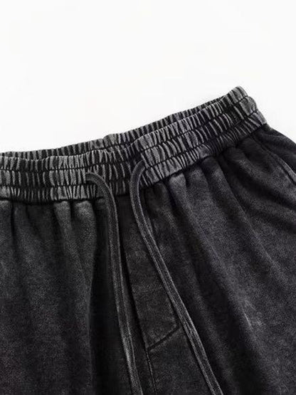 A3507 vintage straight-leg sweatpants in Washed Black, fit detail 3