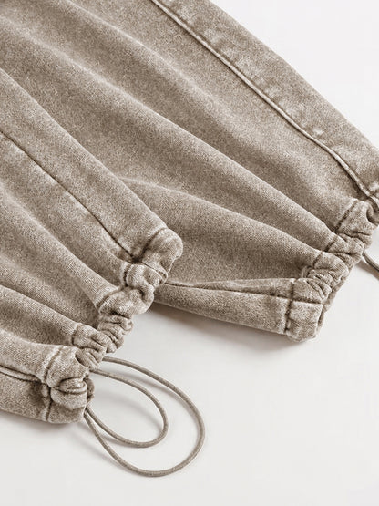 A3507 vintage straight-leg sweatpants in Washed Light Brown, fit detail 2