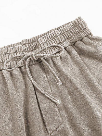 A3507 vintage straight-leg sweatpants in Washed Light Brown, fit detail 1