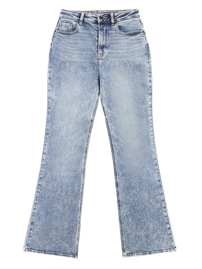 B2228 women's flare denim jeans in Light Blue, front product view