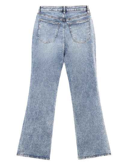 B2228 women's flare denim jeans in Light Blue, back product view