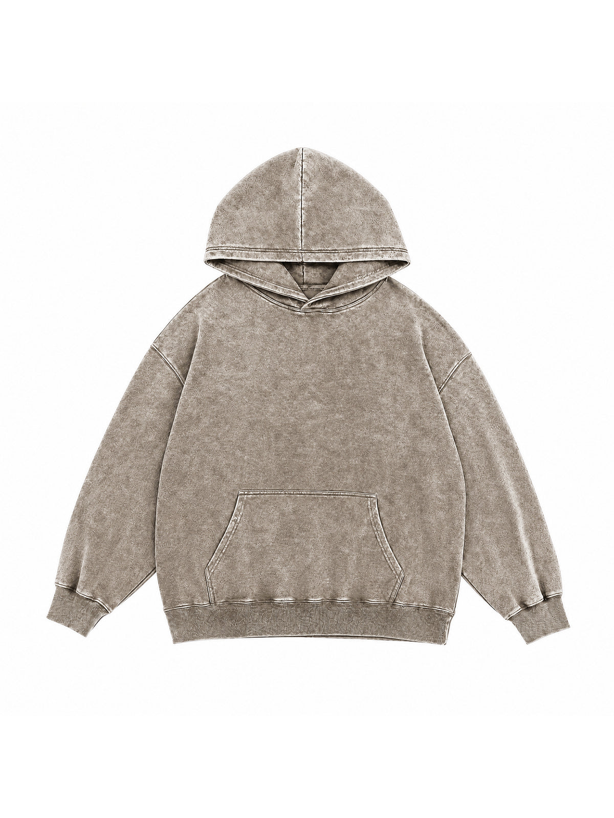 B3508 vintage pullover hoodie in Washed Light Brown, front product view