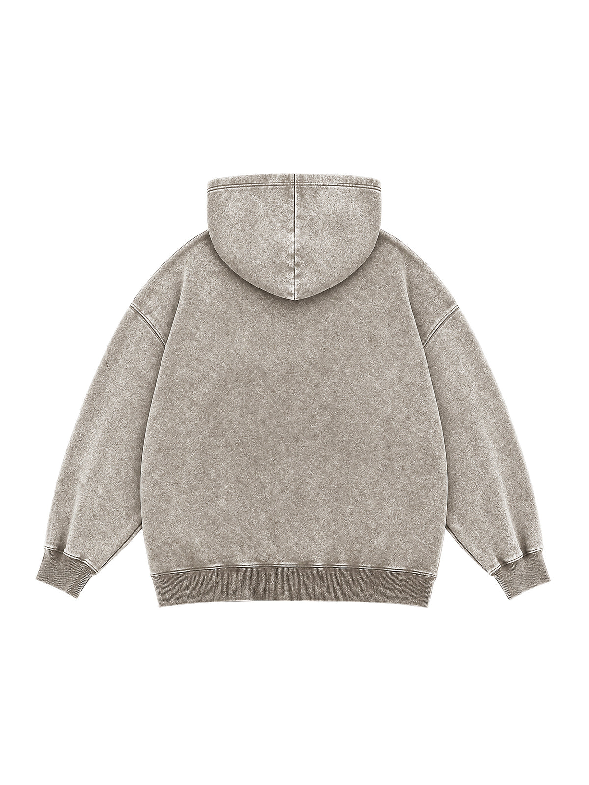 B3508 vintage pullover hoodie in Washed Light Brown, back product view