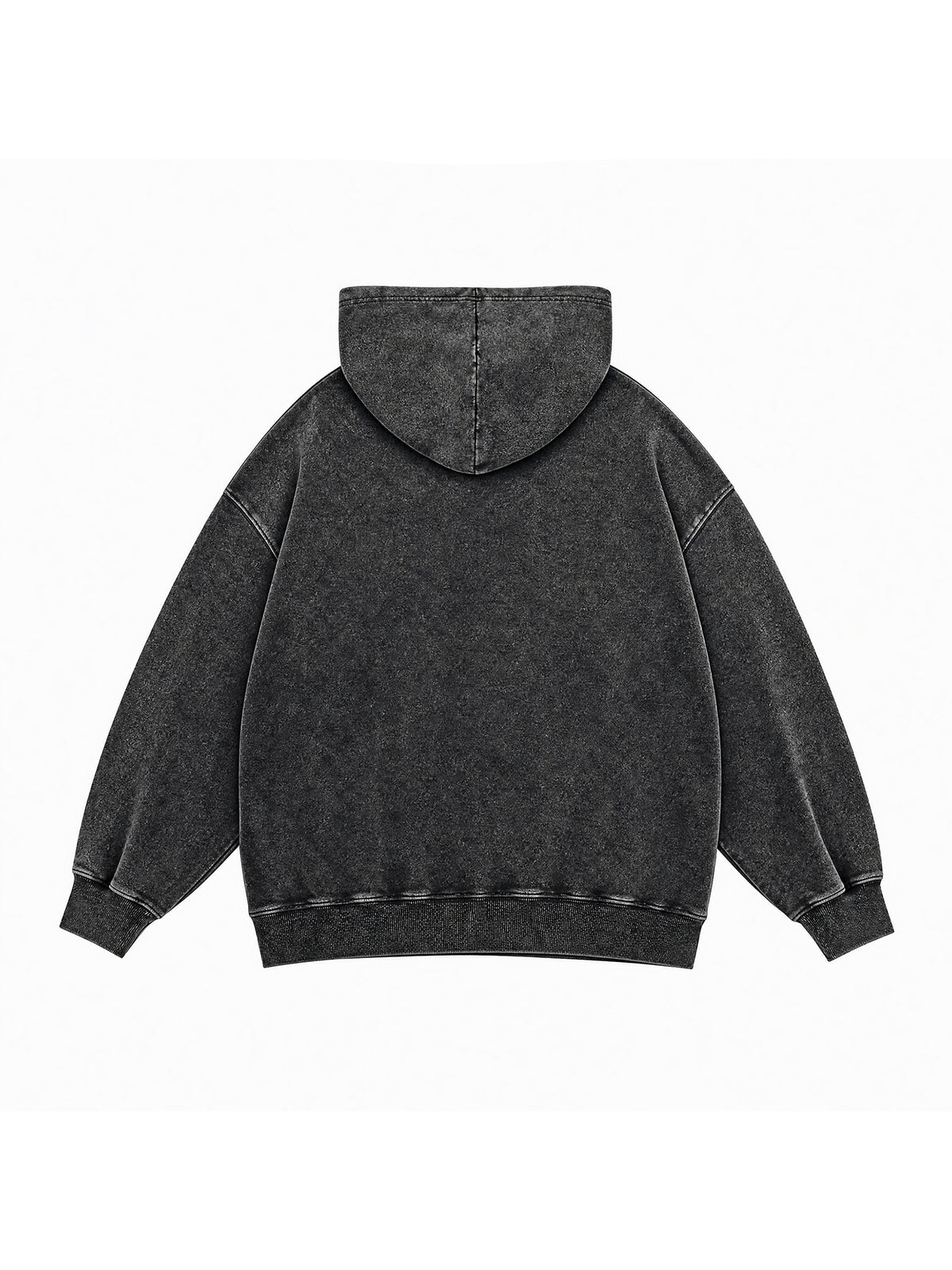B3509 vintage zip-up hoodie in Washed Black, back product view