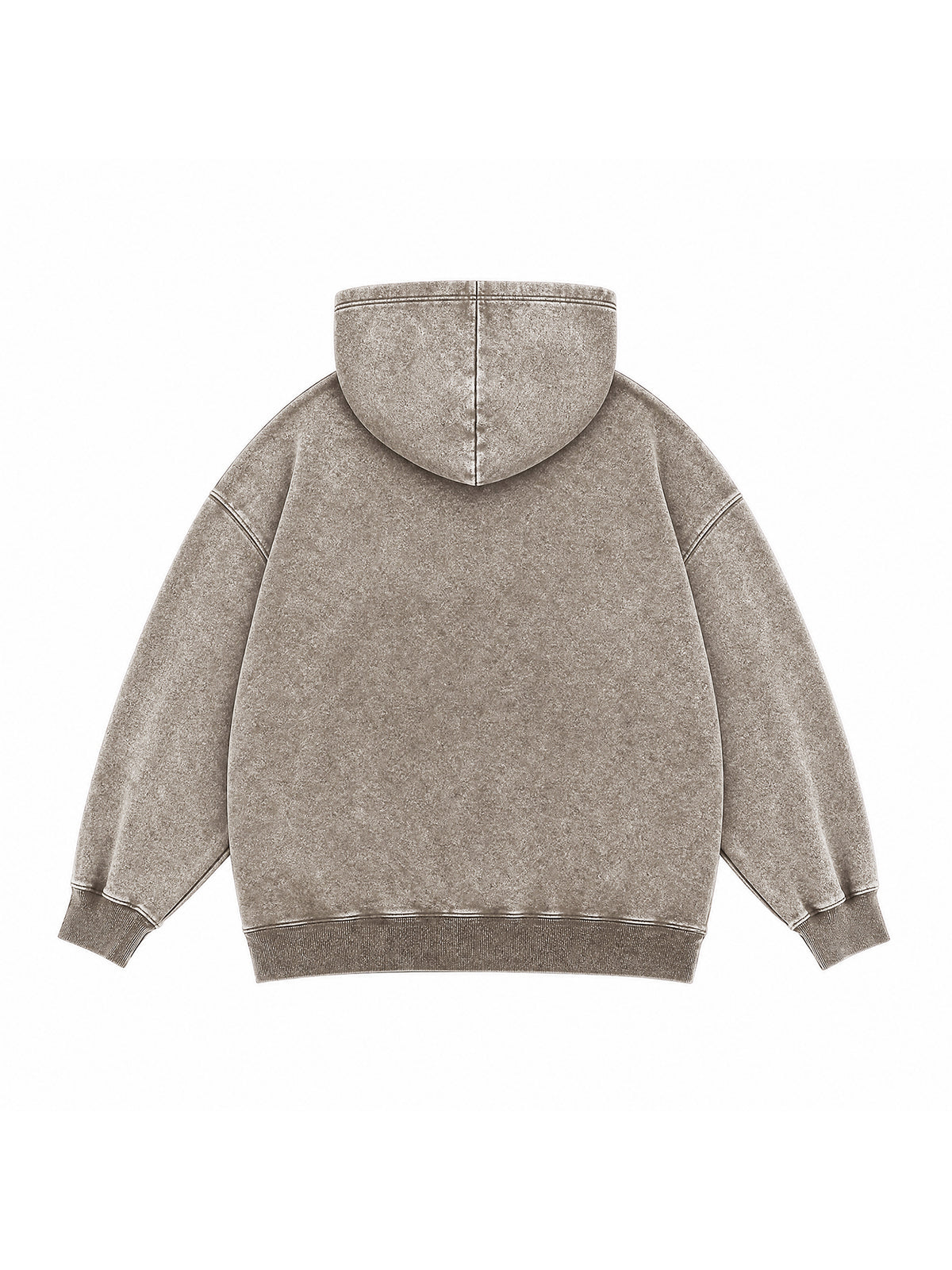 B3509 vintage zip-up hoodie in Washed Light Brown, back product view