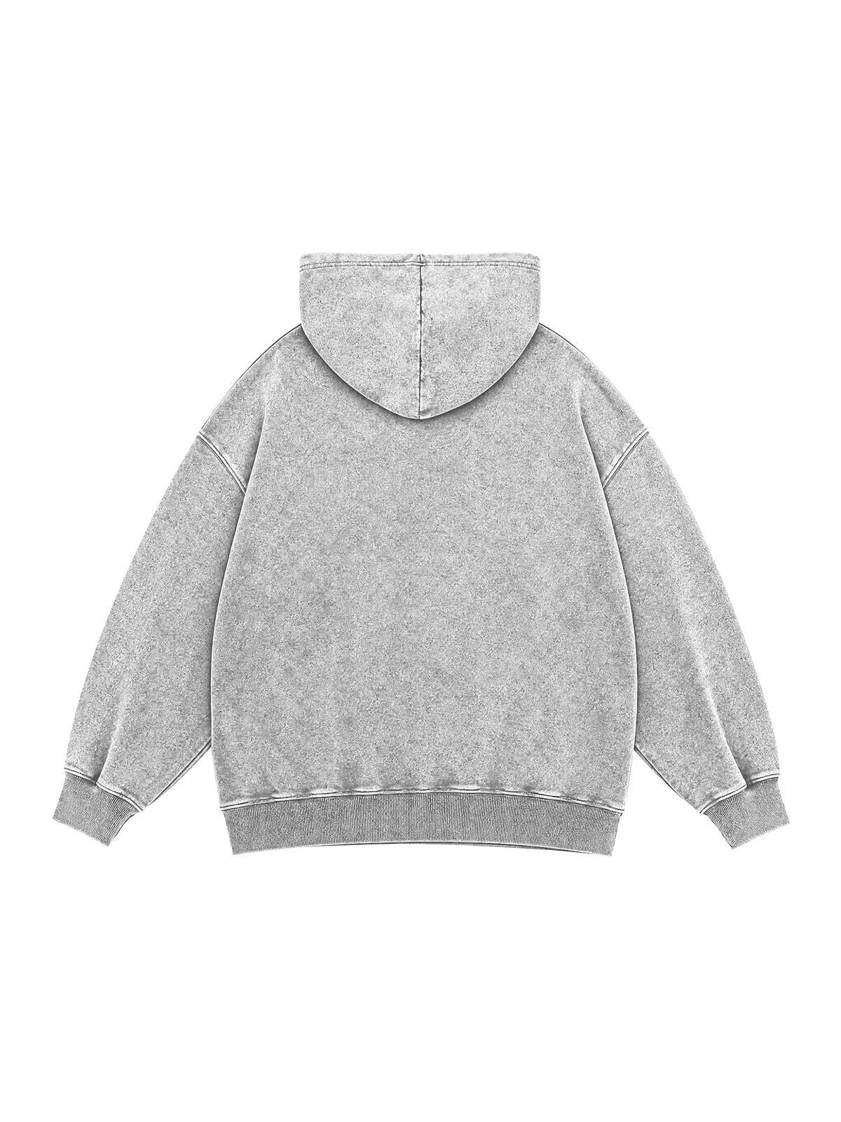 B3509 vintage zip-up hoodie in Washed Gray, back product view