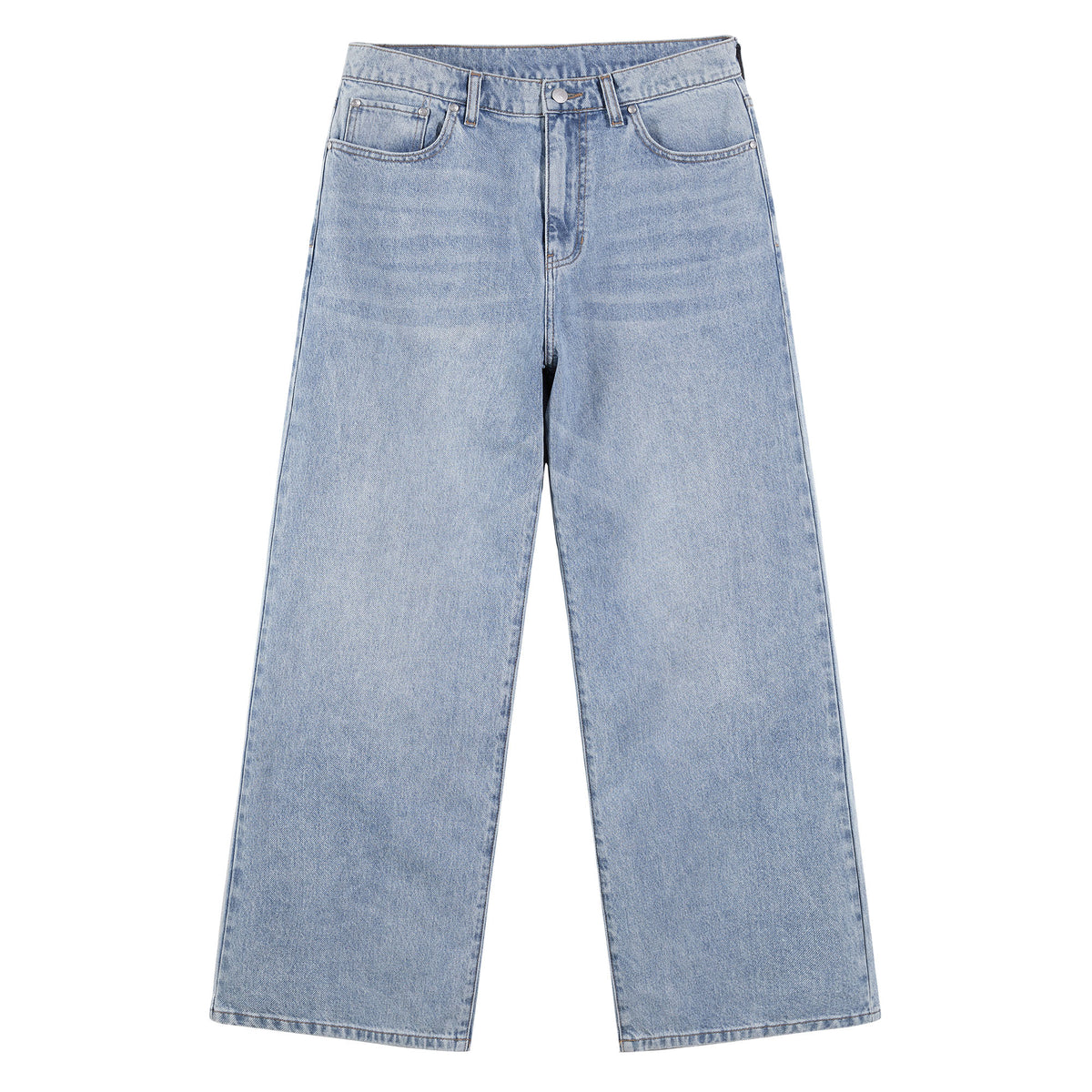 B704 men's wide-leg denim jeans in Soft Light Blue, front product view