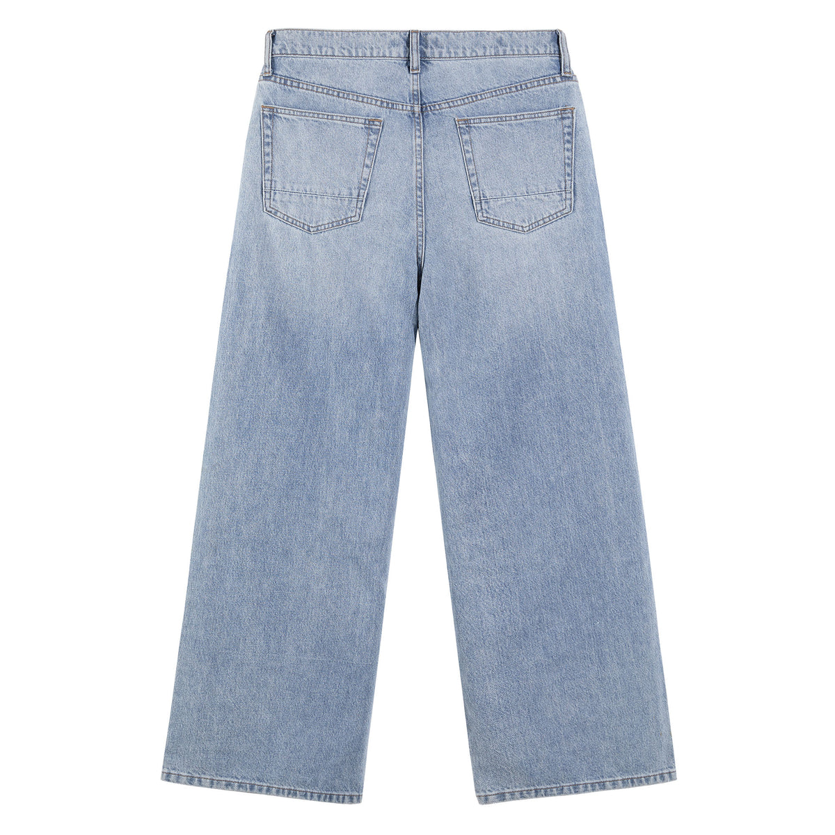B704 men's wide-leg denim jeans in Soft Light Blue, back product view