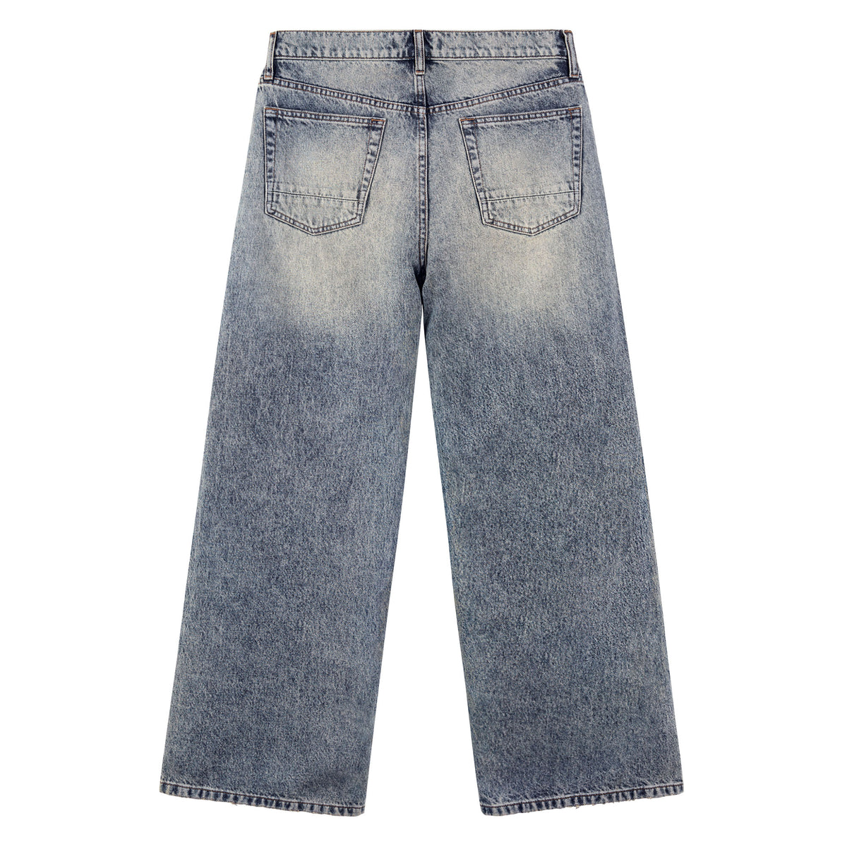 B704 men's wide-leg denim jeans in Dusty light Blue, back product view