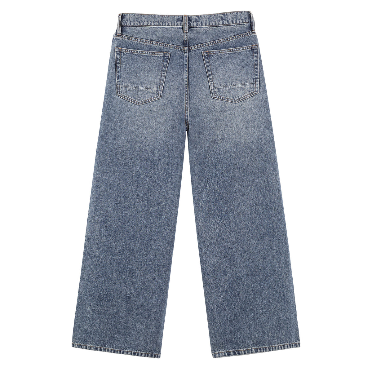 B704 men's wide-leg denim jeans in Dark Blue, back product view