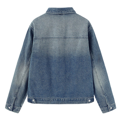 B81 denim jacket in Aged Indigo, back view