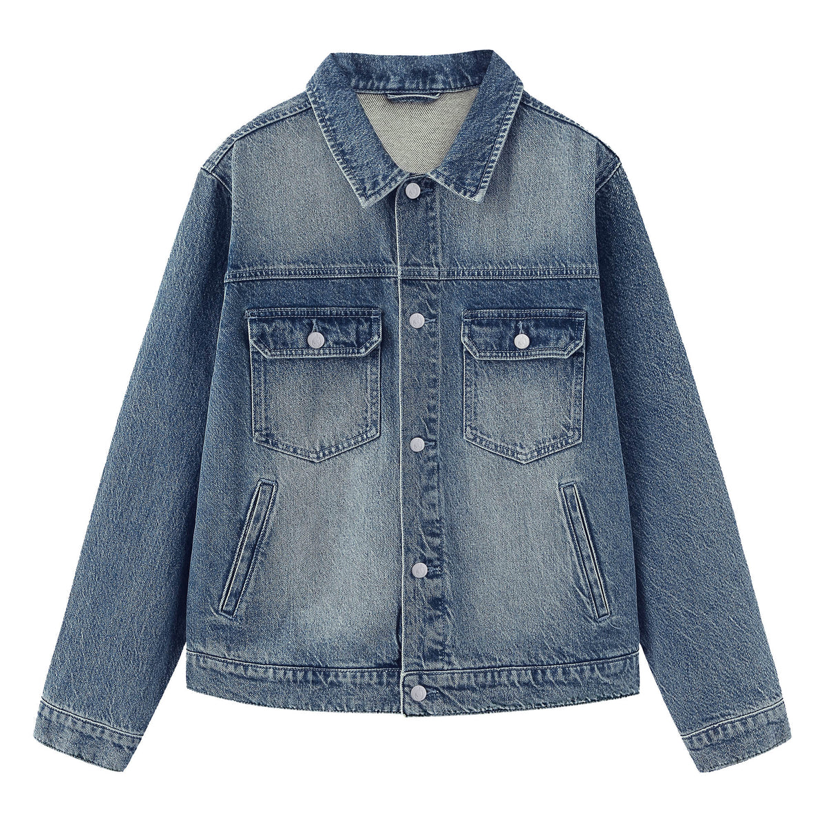 B81 denim jacket in Aged Indigo, front view