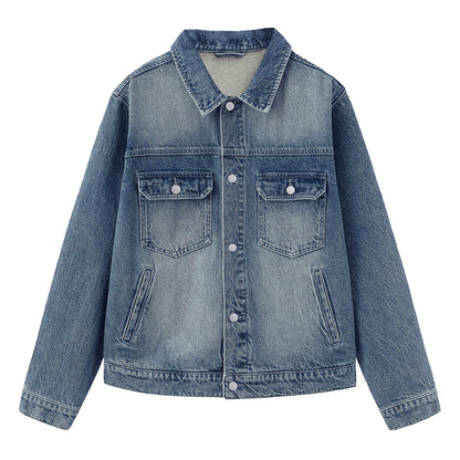 B81 denim jacket in Aged Indigo, front view