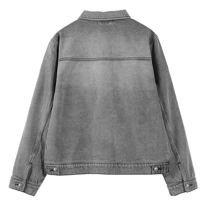 B81 denim jacket in Slate Grey, back view