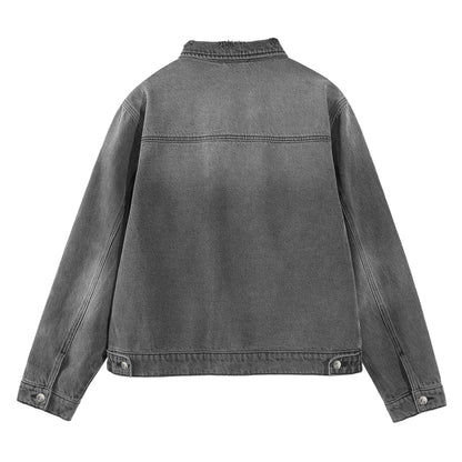 B81 denim jacket in Charcoal Grey, back view