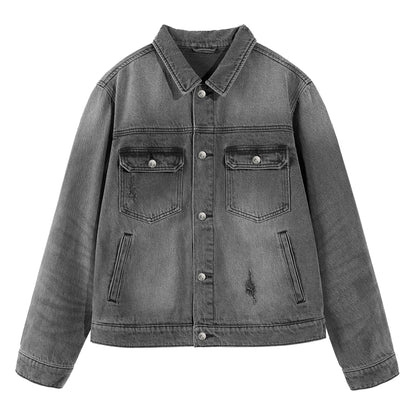 B81 denim jacket in Charcoal Grey, front view
