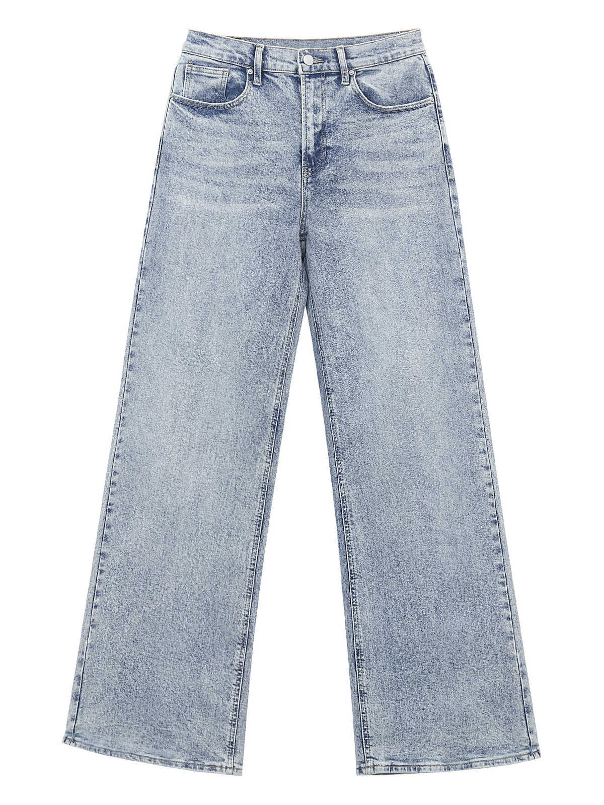 BT242207 women's wide-leg denim jeans in Clean Blue, front product view