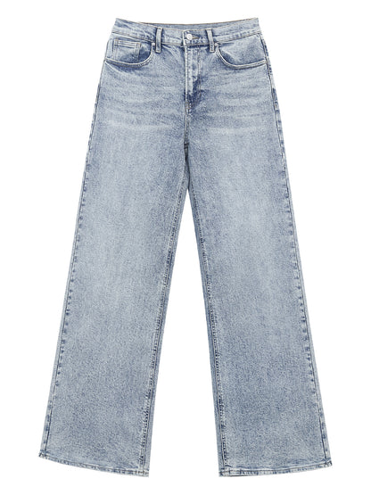 BT242207 women's wide-leg denim jeans in Clean Blue, front product view