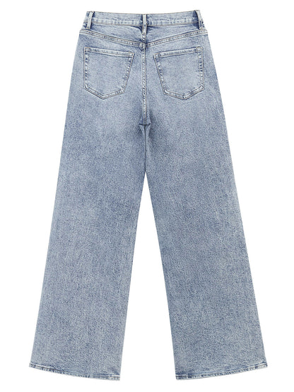 BT242207 women's wide-leg denim jeans in Clean Blue, back product view