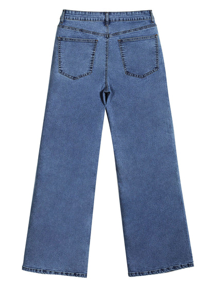 JDP2512-15 women's wide-leg denim jeans in Indigo, back product view