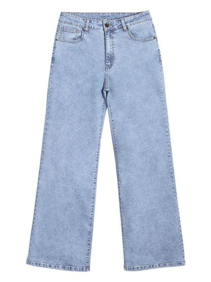 JDP2512-15 women's wide-leg denim jeans in Light Blue, front product view