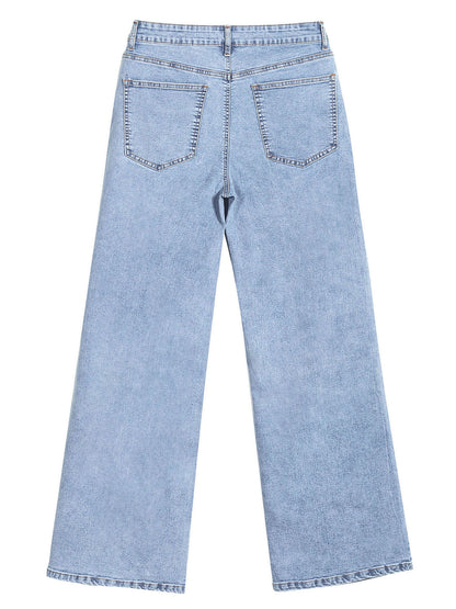 JDP2512-15 women's wide-leg denim jeans in Light Blue, back product view