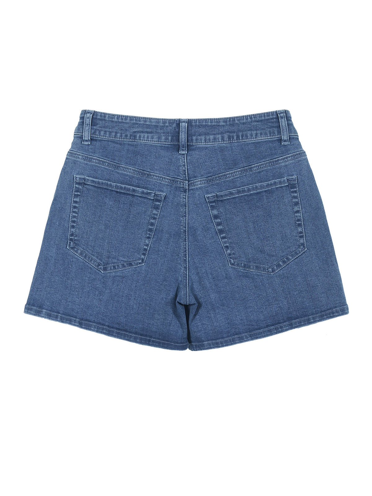 RB20260303 women's high-rise denim shorts in Indigo, back product view