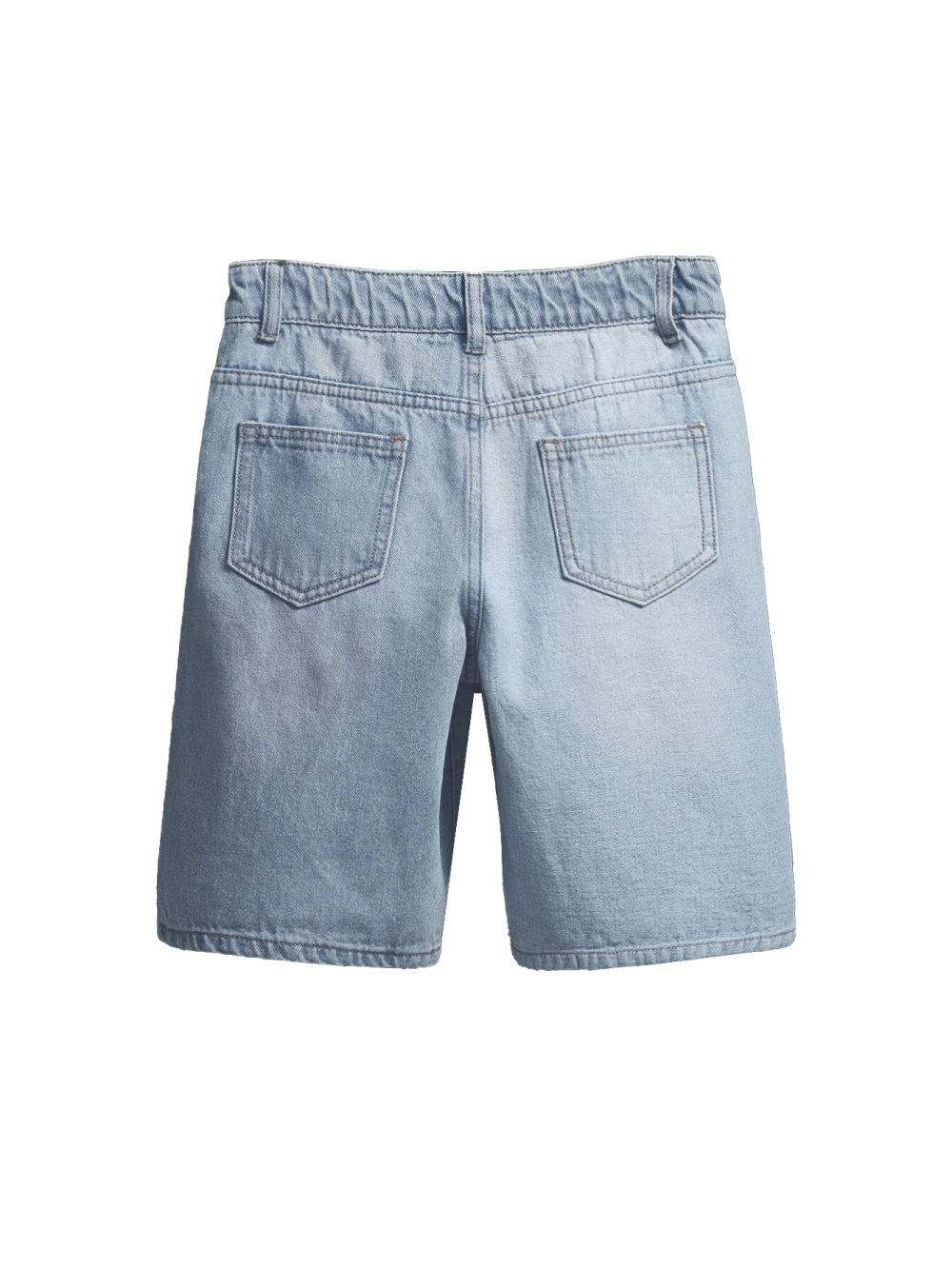 017 men's relaxed denim shorts in Light Blue, back product view